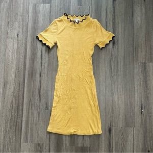 Yellow Ribbed Bodycon Dress